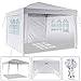 Produktbild Bunao Garten 3X3M Wasserdicht Pavillon Partyzelt/Faltpavillon/Gartenpavillon/Gartenlauben/Party-Und Festzelt/Camping-Und Festival-Zelt/Hochzeit mit 4 Seitenteilen/Seitenwänden (Weiß)