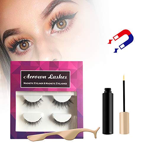 Magnetic EyeLiner and Lashes Kit Natural Look Waterproof and Smudge Resistant No Glue Reusable Natural False Lashes