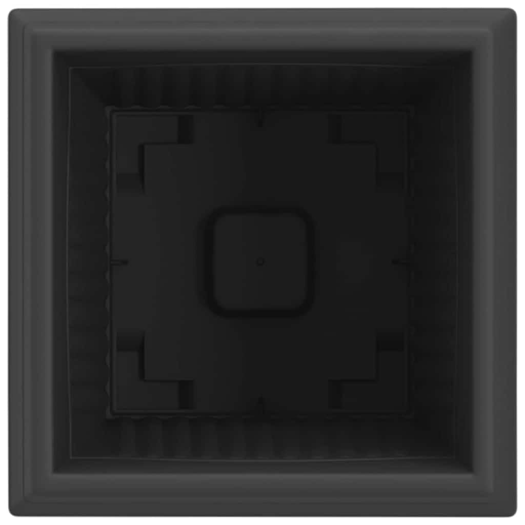 Kwadratowa doniczka na kwiaty 6 sztuk Czarny 20 x 20 x 16 cm plastikowa donica z otworami drenażowymi do wnętrz i na zewnątrz nowoczesny design z zawijaną krawędzią zestaw 6 doniczek