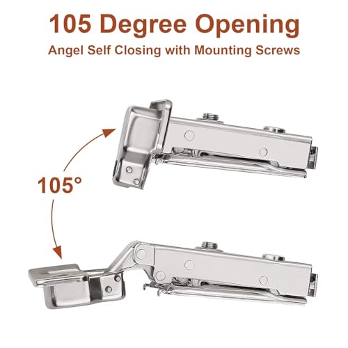 5 Pairs （10 Pack） Soft Close Kitchen Cabinet Door Hinges fit for Face Frame Cabinet,105 Degree Opening Angel Self Closing with Mounting Screws by Probrico by Probrico - Used condition - Image 2