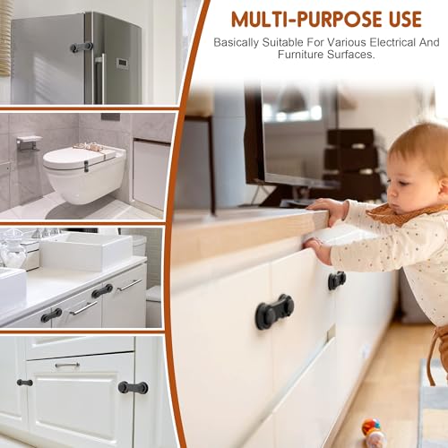 Kimsky 12 Stück Kindersicherung Schrank, Schwarz Kindersicherung Schubladen für Babys und Kleinkinder, Schubladensicherung für Möbel, Küche, Schranksicherung Baby Mit Kleber, kein Bohren