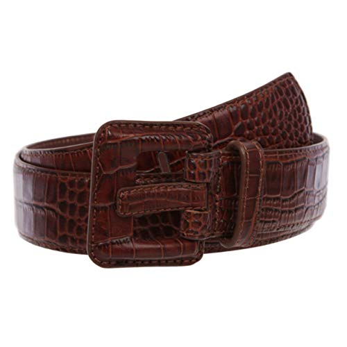 beltiscool OnlineBelts Women Faux Embossed Alligator Full Grain Leather Square Belt