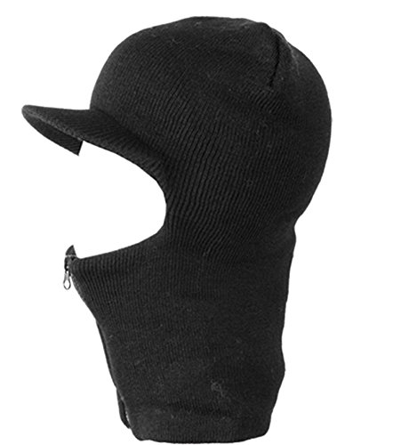 Zipper Radar Ski Mask Full Face Visor Winter Beanie Hat Cap Mens Women Balaclava msk2140