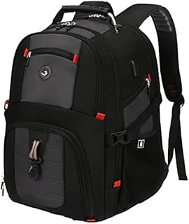 Extra Large 50L Travel Laptop Backpack, College School Computer Backpacks with USB Charging Port Fits 17 Inch Laptops for Men Women(A Black)