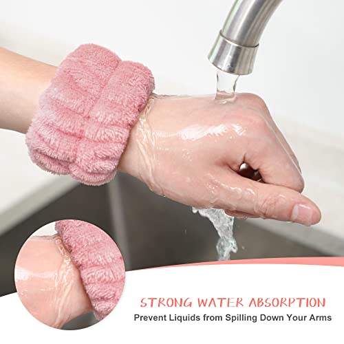Kaku Nanu Spa Wrist Washband Facial Headband, Microfiber Wash Towel Band Wristbands Makeup Headband Facial Shower Setting For Women Girls (Brown/White/Pink/Beige) #TOP1