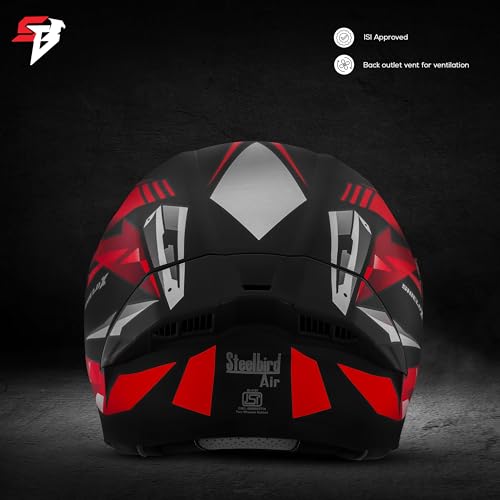 Image of Steelbird SBA-20 Shield X ISI Certified Flip-Up Graphic Helmet for Men and Women with Inner Chrome Sun Shield