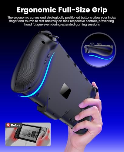 Image of NinABXY Hall Effect Joystick Controller for Nintendo Switch 2, Wireless One-Piece Handheld Switch Joypad - Macro, Ergonomic Grip, Turbo- Christmas Accessories, Black,M