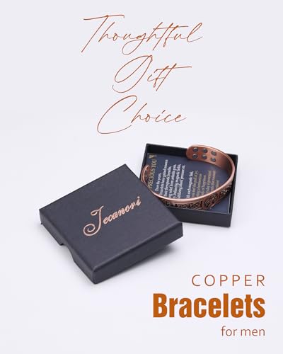 Jecanori Copper Bracelet for Men, 18X Strength Mens Magnetic Copper Bracelets with 3,800 gauss Magnets, 99.99% Pure Solid Copper, Copper Jewelry Gift, 6.89", Copper, no gemstone