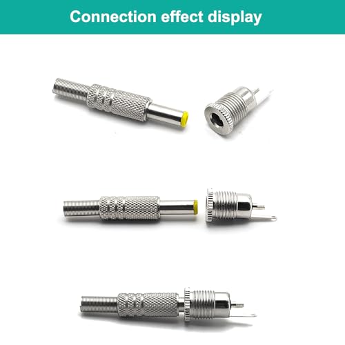 Conector de alimentación DC 5.5x2.5 mm metálico macho y hembra miniatura 4