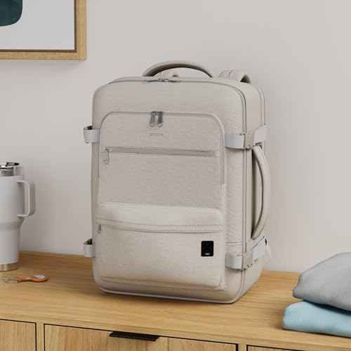 WANDF Travel Backpack For Spirit Airlines Personal Item Bag 18x14x8 with Wet Pocket, 17 Inch Laptop Backpack for Men Women（White） by WANDF - Used condition - US$33.73