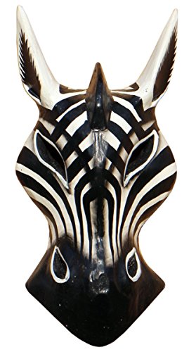 Belle 20 cm Zebra Bois Masque Afrique mur main Bali maske75