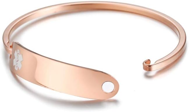 VNOX Medical Bracelet for Women-Stainless Steel Emergency Medical Alert ID Bangle Bracelet,Free Engraving