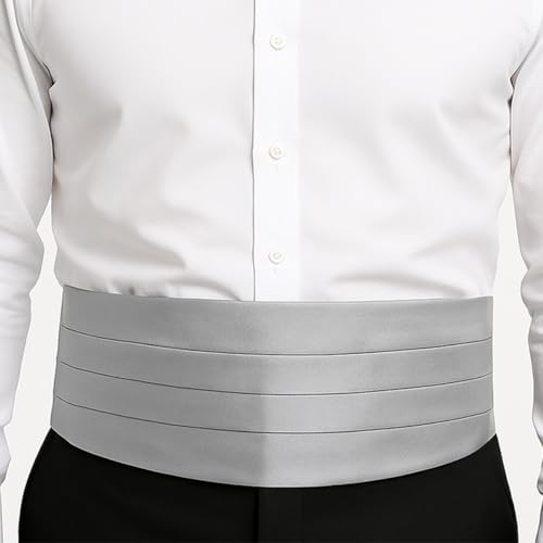 Image of TIE STUDIO Men's cummerbund, pocket square bowtie combo | micro | Superior finishing | Packaging - White Box | Size - adjustable & standard | pack of 3 |