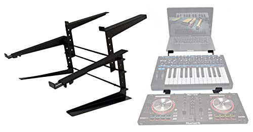 Rockville Adjustable Dual Shelf DJ Controller Midi Keyboard Laptop Stand (Rock2d2)