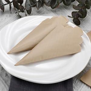 Fuutreo 100 Pcs Scalloped Cocktail Napkins Thick Paper Disposable Party Napkins Beverage Tissue for Wedding Dinner Birthday Supplies, 5 x 5 Inches(Light Brown) Fuutreo 100 Pcs Scalloped Cocktail Napkins Thick Paper Disposable Party Napkins Beverage Tissue for Wedding Dinner Birthday Supplies 5 x 5 InchesLight Brown