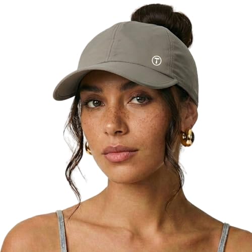 TOP-EX ChicPony Women Baseball Cap with Ponytail Cooling UV Protection Lightweight Adjustable for Running Golf Sports Hiking Outdoor Grey