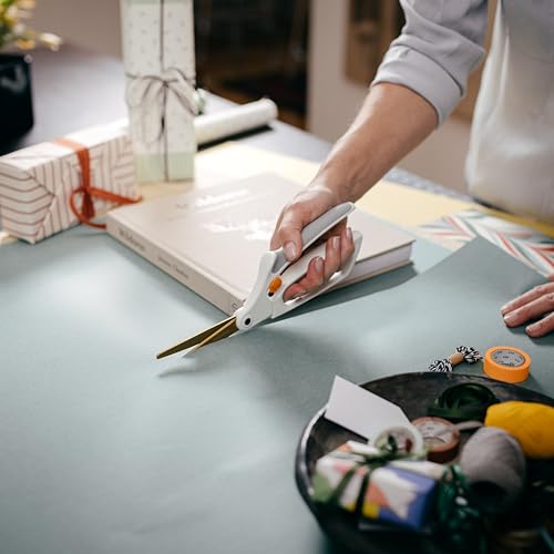 Image of Fiskars 10 inch Easy Action Bent Handle Titanium Craft Scissors | No. 8 Durable Titanium Blades for Mixed Media Materials, Spring-Assisted Bent Handle Reduces Hand Fatigue, SoftGrip