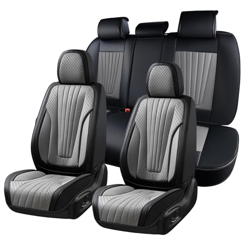 Image of FLORICH Car Seat Covers, Premium Leatherette Car Seat Covers Front Seats, Automotive Vehicle Seat Cushions, Waterproof Seat Protectors for Sedans Cars SUV Trucks, Black&Gray