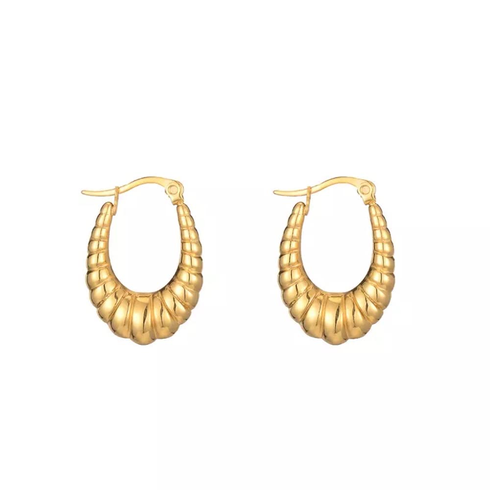 SABURI Kate Hoops for Women | 18K Gold over 316L grade Stainless Steel | Light weight, Hypoallergenic, Waterproof and Anti Tarnish | Lead-Free and suitable for sensitive skin., Stainless Steel Yellow