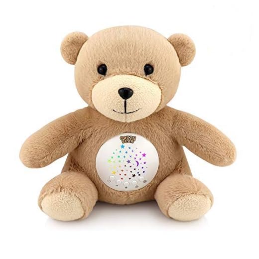 Cozzy Bear Cry Activated Sleep Soother | White Noise, Lullabies & Womb Sounds | Crib Star Projector Night Light | Baby Boy & Girl Sleeping Buddy for Nighttime | Rechargeable Stuffed Teddy Bear