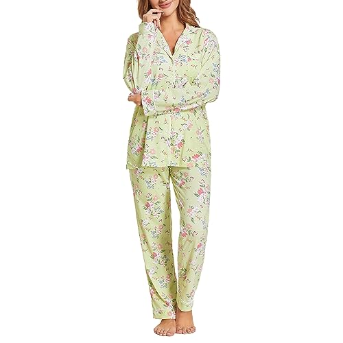 Image of Tugege Pajamas Set Long Sleeve Sleepwear Womens Button Down Nightwear Pj Sets