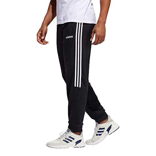 adidas Menâ€™s Neo French Terry 3 Stripe Jogger Sweat Pants (Black, Large)