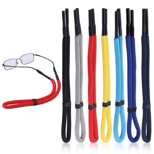 FESDMOH 7 Pièces Sangle de Lunettes Flottant, Cordon Lunettes Sport, Cordon Lunette de Soleil Anti-perte, Réglable, pour Sports Nautiques Canotage Kayak Surf Hommes Femme