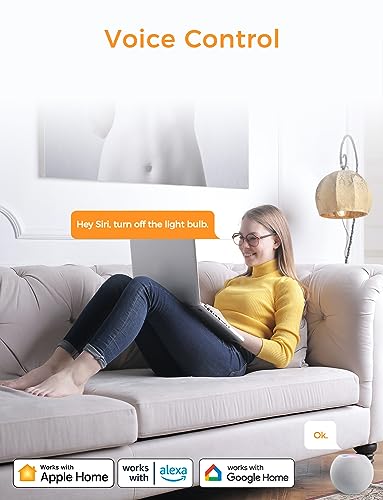 Refoss Smart Bulb Alexa Light Bulb B22 Works with Apple HomeKit, Alexa, Google Home, Siri with Colour Changing Light, Dimmable Warm White WiFi Bulb 9W (60W Equivalent) 810LM 2 Packs - Image 3