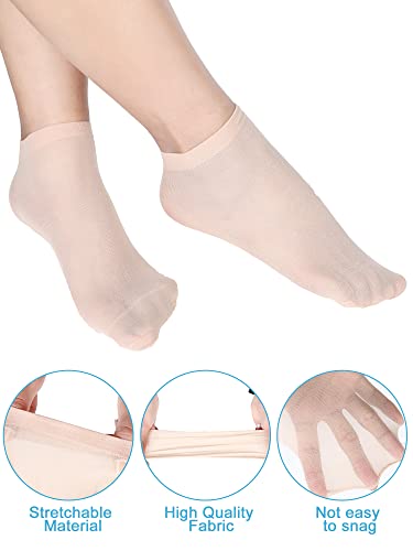 Sintege 600 Pieces Disposable Foot Socks for Trying on Boots Shoes, Ankle High Nylon Footies for Women, Disposable Non Slip Socks for Guest, Black, White, Beige2