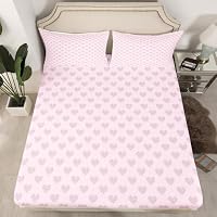 Heart Love - Set di lenzuola per letto matrimoniale, romantico, con lenzuolo con angoli, per San Valentino, motivo geometrico, con tasca profonda, per camera da letto