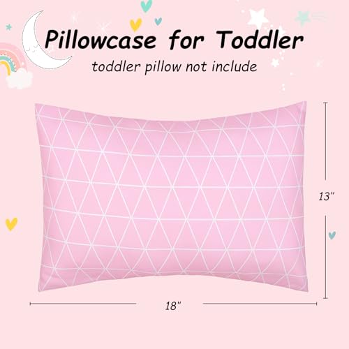 Image of Kids Toddler Pillowcases 2 Pack Pillow Cover Pillowslip Case Fits Pillows sizesd 13 x 18 or 12x 16 for Kids Bedding Pillow Cover Baby Crib Pillow Cases Pink Link /Dot - by UOMNY