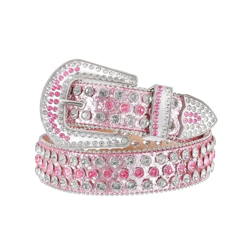 Studded Rhinestone Belt for Women Men - Y2K Style Cowgirl Bling Western Belt for Festivals and Gifts