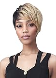 BOBBI BOSS Short Cut Wigs with Bangs-M638,Short Layered Cut Wigs for Women,Short Black Wigs with Heat Resistant wigs (1B,Off Black)