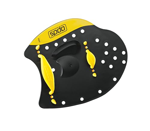 Palmar de Natação, Speedo, Power Paddles, Silicone Ajustável com Três Intensidades de Carga, Treino de Braçadas - Amarelo