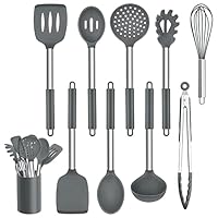 Homikit Keukenhulp, 8 stuks siliconen keukengerei, kookgerei, hittebestendig zwart kookgerei met spatel voor koken, bakken, gezond en anti-aanbaklaag, vaatwasmachinebestendig Homikit Keukenhulp, 8 stuks siliconen keukengerei, kookgerei, hittebestendig zwart kookgerei met spatel voor koken, bakken, gezond en anti-aanbaklaag, vaatwasmachinebestendig