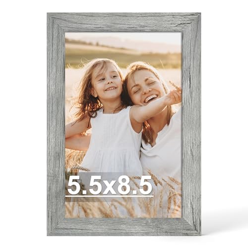 Hongkee 5.5 x 8.5 Diploma Frame Made of Real Glass and Wooden Frame Horizontal and Vertical Display for Wall or Tabletop (Grey 1 Pack)