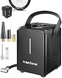 JOYTUTUS Elektrische Luftpumpe, 6000mAh/12V Akku Luftpumpe 10.3Bar/150PSI Fahrradpumpe mit alle Ventile, LCD-Anzeige, Wiederaufladbare Pumpe für Fahrrad, Auto, Motorrad, Bälle, Schwimmringe