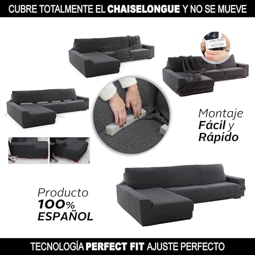 Miniatura 9 de Faverti Funda Super Elástica Chaise Longue Brazo Largo Izquierdo Visto De Frente Modelo Novele Beige Protector De Calidad De Tejido Jacquard Tacto Algodón