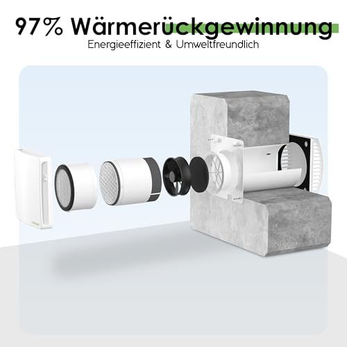 JESSP Eco Smart DZ Easy+ Wohnraumlüftung inkl. Controller – 97 % Wärmerückgewinnung, luftfeuchtegesteuert, WLAN, F7-Filter, Ø160 mm, extrem leise, Energieklasse A, 5 Jahre Garantie