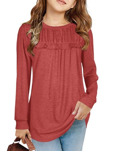 Image of Haloumoning Girls Crew Neck T Shirts Peplum Babydoll Tops Tees 4-15 Years | Girls T-Shirts, Casual Loose Tunic Tops, Cute Ruffle T Shirts, Short Sleeve Shirts, Long Sleeve Blouse