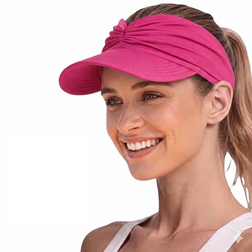 Visor Hats for Women UPF 50+: Sun Visors with Wide Brim - Sun Protection Hat Lightweight Packable Summer UV Visor (Rose Red)