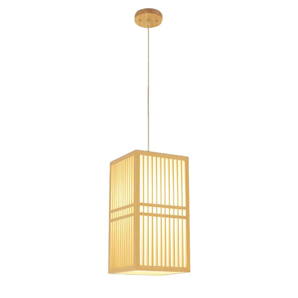 Lustre carré en bois style japonais suspension simple pour îlot de cuisine