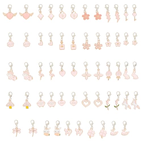 Pendentifs en alliage émaillé rose durables avec mousqueton pour bijoux fins