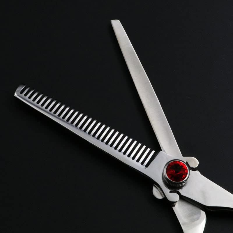 Hair Cutting Shears, 6 Inch Professional Hairdressing Scissors Set Cutting And Thinning Barber Shears Dragon Handle Ruby Style (Color : Set)