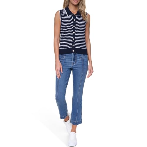 Image of Nautica Women's Crew Neck Solid Short Sleeve Sweater