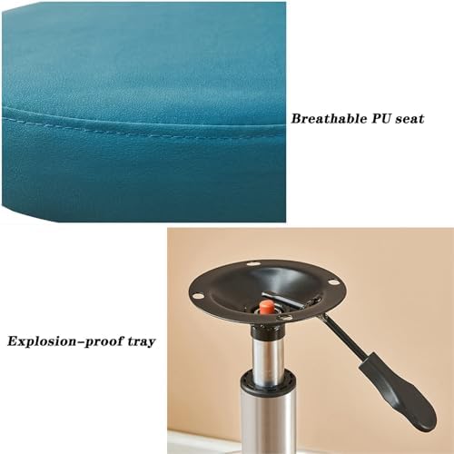Swivel Rolling Pub Stool with Backrest - PU Leather Seat, Adjustable Height, Multi-Purpose Vanity Chair for Home, Salon, Study, Dressing Table - Black