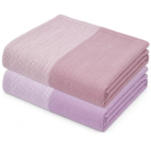 Image of Thirsty Towel by Doctor Towels, Bamboo Bath Towel Slub 250 GSM | Pack of 2 Quick Dry & Ultra Soft | Antimicrobial Bamboo Towels for Bath Large Size 75 x 150 cm for Men & Women - Pink, Viola