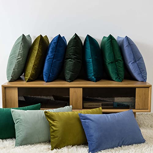 Image of JUSPURBET 26x26 Decorative Velvet Throw Pillow Covers Set of 2,Army Green | Cozy Soft Cushion Covers Cases with Hidden Zipper for Couch Sofa Bed Living Room Bedroom Christmas Decor
