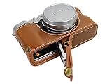 Bottom Opening Version Protective PU Leather Half Camera Case Bag for Fujifilm x100f with Hand Strap Brown
