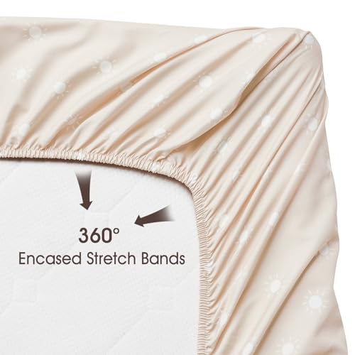 Image of PHF 3 Pack Soft Rainbow Crib Sheets Fitted, Silky Comfy Breathable Baby Sheets for Boys Girls Neutral, 28x52 Inches Fits Standard Crib and Toddler Mattresses, Rainbow